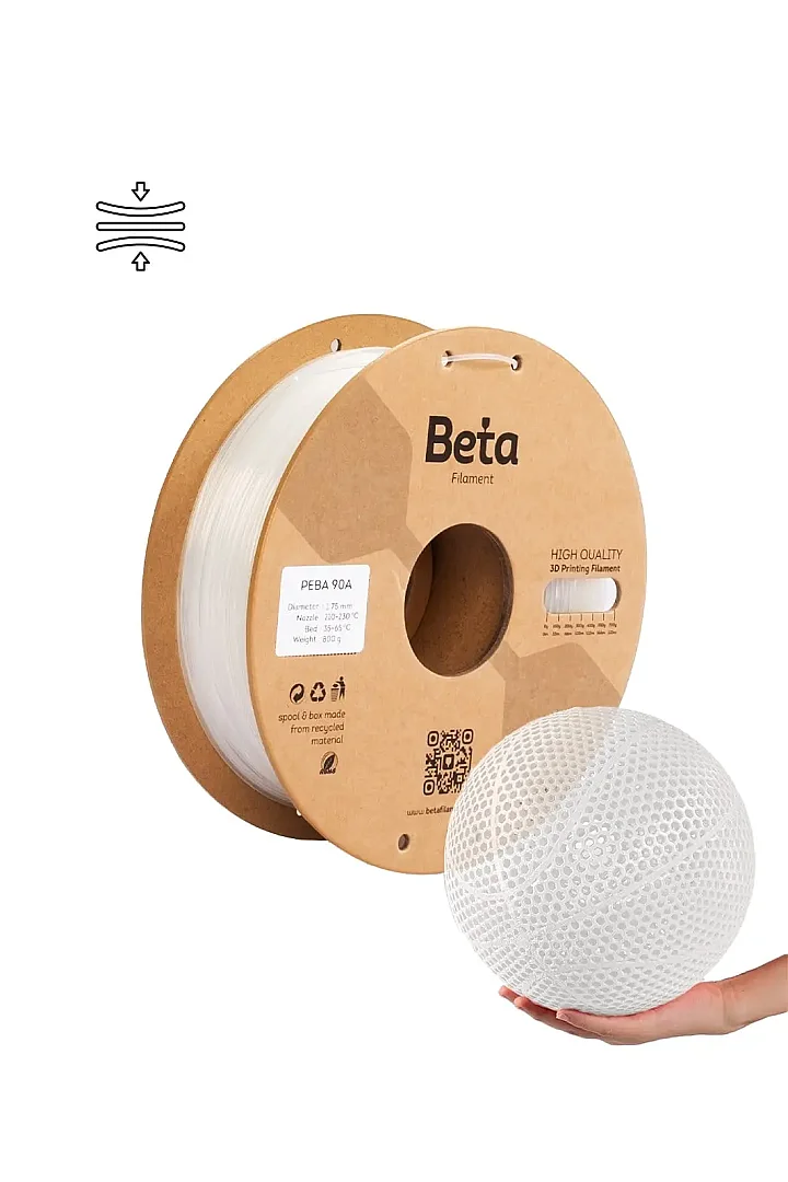 Beta PEBA 90A Filament 1.75mm 800g ŞEFFAF