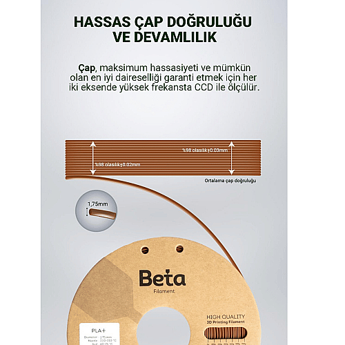 Beta PLA+ Filament 1.75mm 1kg KAHVERENGİ - 5
