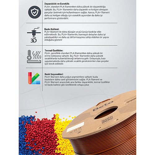 Beta PLA+ Filament 1.75mm 1kg KAHVERENGİ - 4