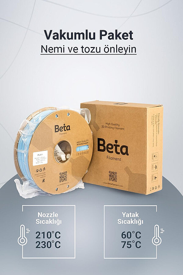 Beta PLA+ Filament 1.75mm 1kg Sky Blue AÇIK MAVİ - 6