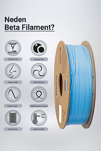 Beta PLA+ Filament 1.75mm 1kg Sky Blue AÇIK MAVİ - 3