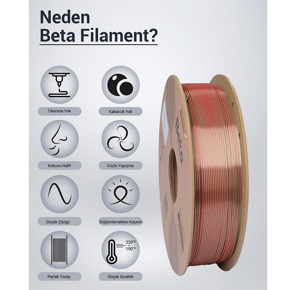 Beta PLA-Magic Silk Filament 1.75mm 1kg Red Green - 3